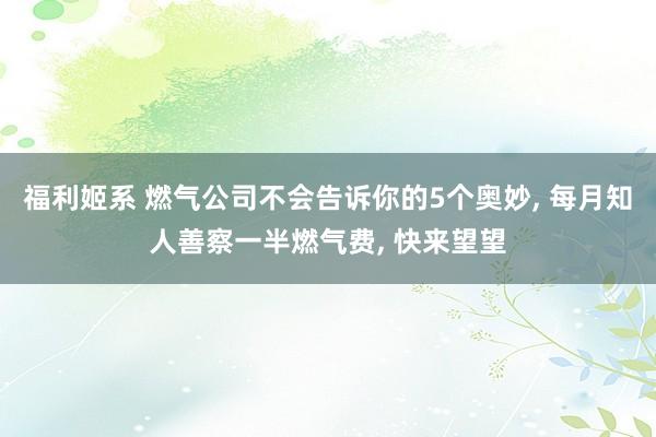 福利姬系 燃气公司不会告诉你的5个奥妙, 每月知人善察一半燃气费, 快来望望