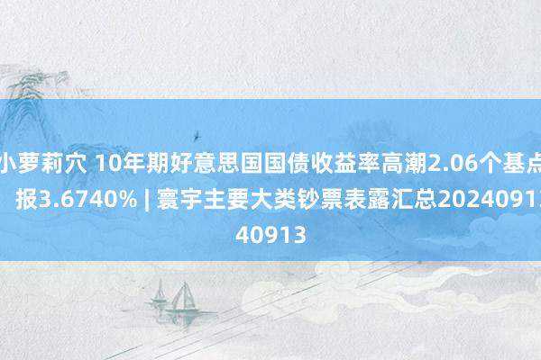 小萝莉穴 10年期好意思国国债收益率高潮2.06个基点，报3.6740% | 寰宇主要大类钞票表露汇总20240913