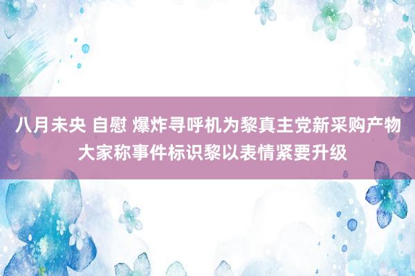 八月未央 自慰 爆炸寻呼机为黎真主党新采购产物  大家称事件标识黎以表情紧要升级