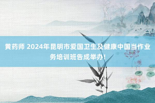 黄药师 2024年昆明市爱国卫生及健康中国当作业务培训班告成举办!