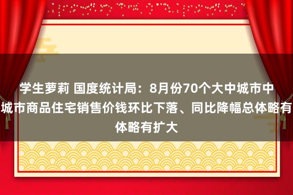 学生萝莉 国度统计局：8月份70个大中城市中各线城市商品住宅销售价钱环比下落、同比降幅总体略有扩大