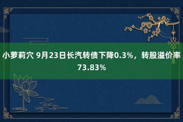 小萝莉穴 9月23日长汽转债下降0.3%，转股溢价率73.83%