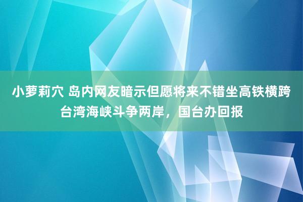 小萝莉穴 岛内网友暗示但愿将来不错坐高铁横跨台湾海峡斗争两岸，国台办回报