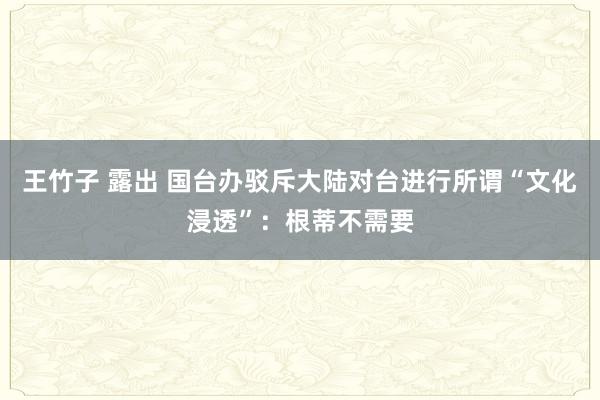 王竹子 露出 国台办驳斥大陆对台进行所谓“文化浸透”：根蒂不需要