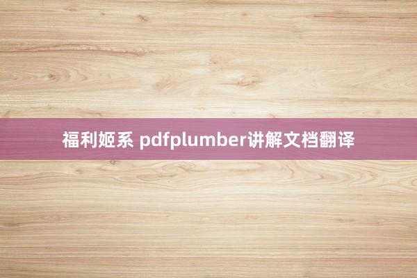 福利姬系 pdfplumber讲解文档翻译