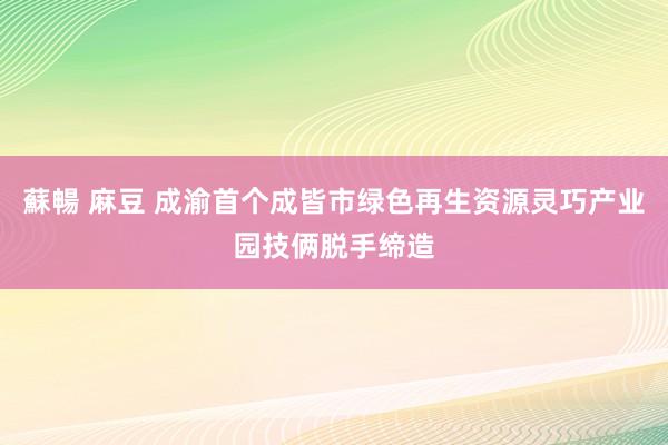 蘇暢 麻豆 成渝首个成皆市绿色再生资源灵巧产业园技俩脱手缔造