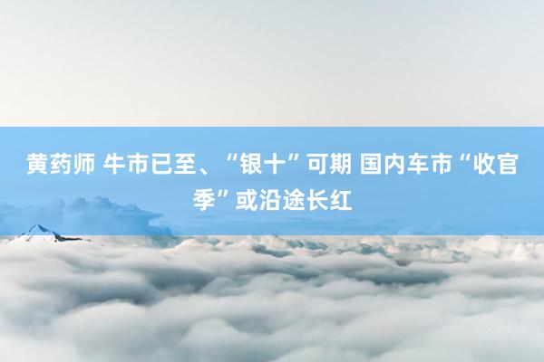 黄药师 牛市已至、“银十”可期 国内车市“收官季”或沿途长红