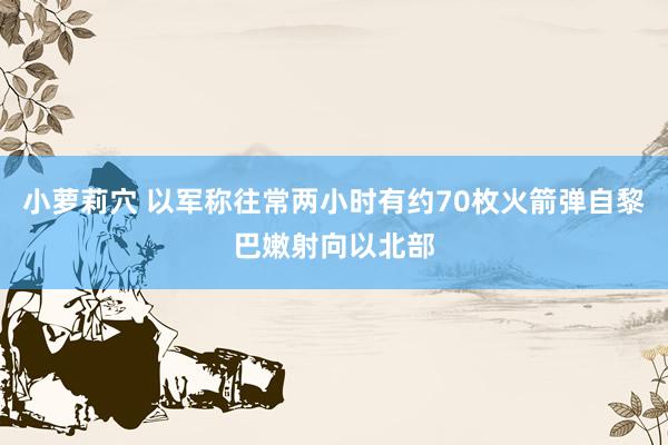 小萝莉穴 以军称往常两小时有约70枚火箭弹自黎巴嫩射向以北部