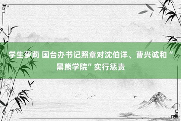 学生萝莉 国台办书记照章对沈伯洋、曹兴诚和“黑熊学院”实行惩责