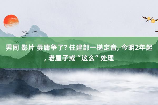 男同 影片 毋庸争了? 住建部一槌定音， 今明2年起， 老屋子或“这么”处理