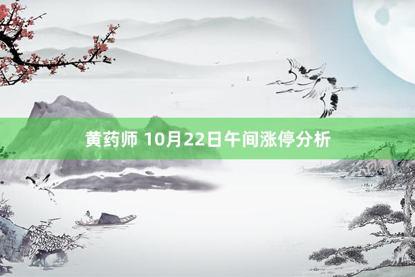 黄药师 10月22日午间涨停分析