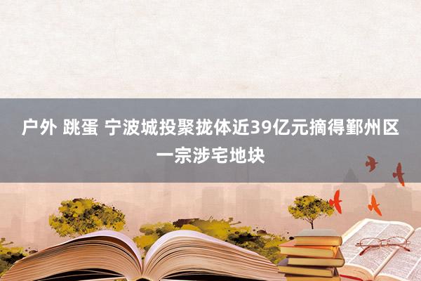 户外 跳蛋 宁波城投聚拢体近39亿元摘得鄞州区一宗涉宅地块