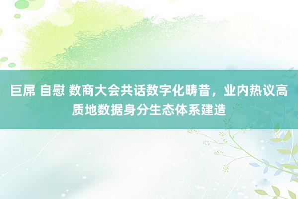 巨屌 自慰 数商大会共话数字化畴昔，业内热议高质地数据身分生态体系建造