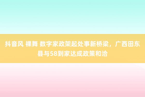 抖音风 裸舞 数字家政架起处事新桥梁，广西田东县与58到家达成政策和洽