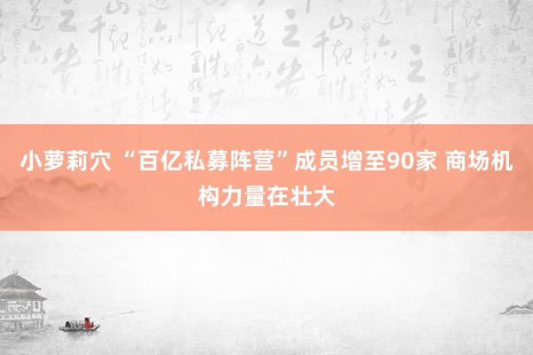 小萝莉穴 “百亿私募阵营”成员增至90家 商场机构力量在壮大