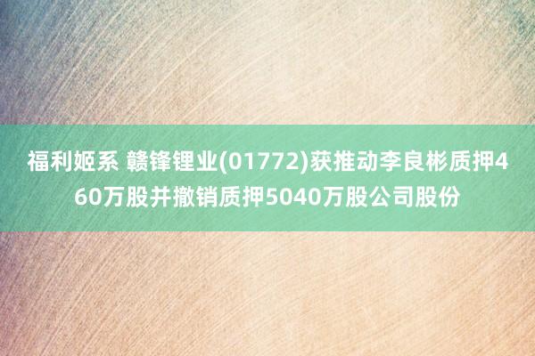 福利姬系 赣锋锂业(01772)获推动李良彬质押460万股并撤销质押5040万股公司股份