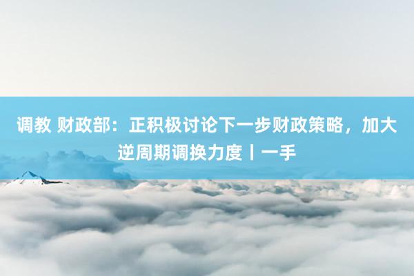 调教 财政部：正积极讨论下一步财政策略，加大逆周期调换力度丨一手