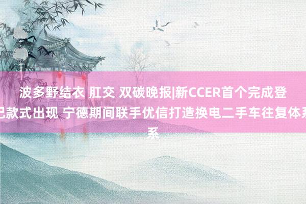 波多野结衣 肛交 双碳晚报|新CCER首个完成登记款式出现 宁德期间联手优信打造换电二手车往复体系