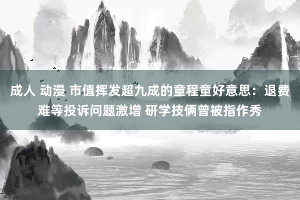 成人 动漫 市值挥发超九成的童程童好意思：退费难等投诉问题激增 研学技俩曾被指作秀