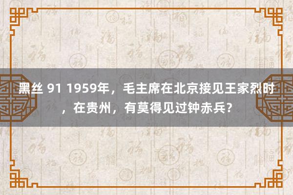 黑丝 91 1959年，毛主席在北京接见王家烈时，在贵州，有莫得见过钟赤兵？