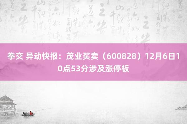 拳交 异动快报：茂业买卖（600828）12月6日10点53分涉及涨停板