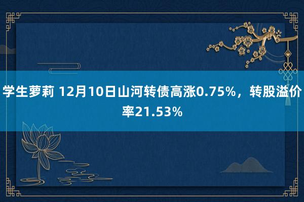 学生萝莉 12月10日山河转债高涨0.75%，转股溢价率21.53%