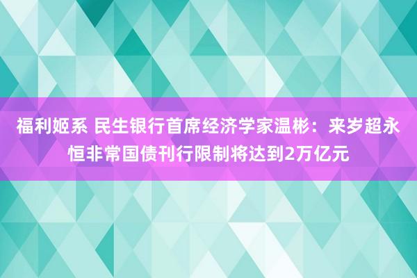 福利姬系 民生银行首席经济学家温彬：来岁超永恒非常国债刊行限制将达到2万亿元