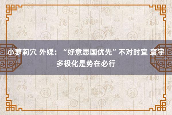 小萝莉穴 外媒：“好意思国优先”不对时宜 寰宇多极化是势在必行