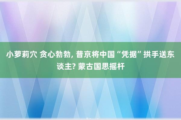 小萝莉穴 贪心勃勃， 普京将中国“凭据”拱手送东谈主? 蒙古国思摇杆