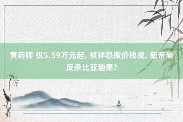 黄药师 仅5.59万元起， 祯祥怒掀价钱战， 新帝豪反杀比亚迪秦?