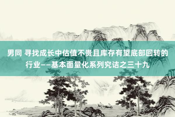 男同 寻找成长中估值不贵且库存有望底部回转的行业——基本面量化系列究诘之三十九