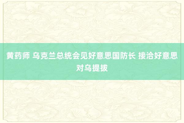 黄药师 乌克兰总统会见好意思国防长 接洽好意思对乌提拔