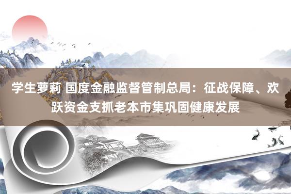 学生萝莉 国度金融监督管制总局：征战保障、欢跃资金支抓老本市集巩固健康发展