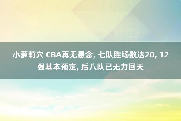 小萝莉穴 CBA再无悬念， 七队胜场数达20， 12强基本预定， 后八队已无力回天