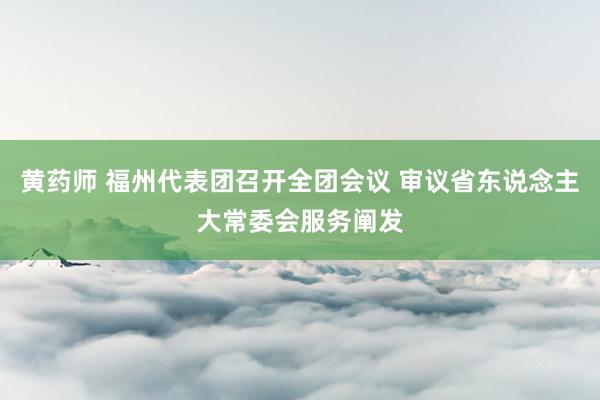 黄药师 福州代表团召开全团会议 审议省东说念主大常委会服务阐发