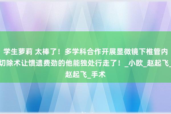 学生萝莉 太棒了！多学科合作开展显微镜下椎管内肿瘤切除术让馈遗费劲的他能独处行走了！_小欧_赵起飞_手术